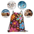 thumbnail image 6 of Leisure Draw String Mouth Backpack 16 X 14 Woven Band Durable Not Easy To Fall Off In Travel Portable Draw String Design Groovy Flowers (6), 6 of 8
