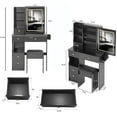 thumbnail image 3 of Small Size Left Drawer Desktop Vanity Table+ Cushioned Stool,2 Ac+2 Usb Power Station,Hair Dryer Bracket,Extra Large Touch Control Sliding Led Mirror,Tri-Color Switching,Epa,Gcc,Ul Certificate,Black, 3 of 19