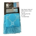 14 pieces Damask Turquoise Bathtub Shower Curtain With 12 Hooks and