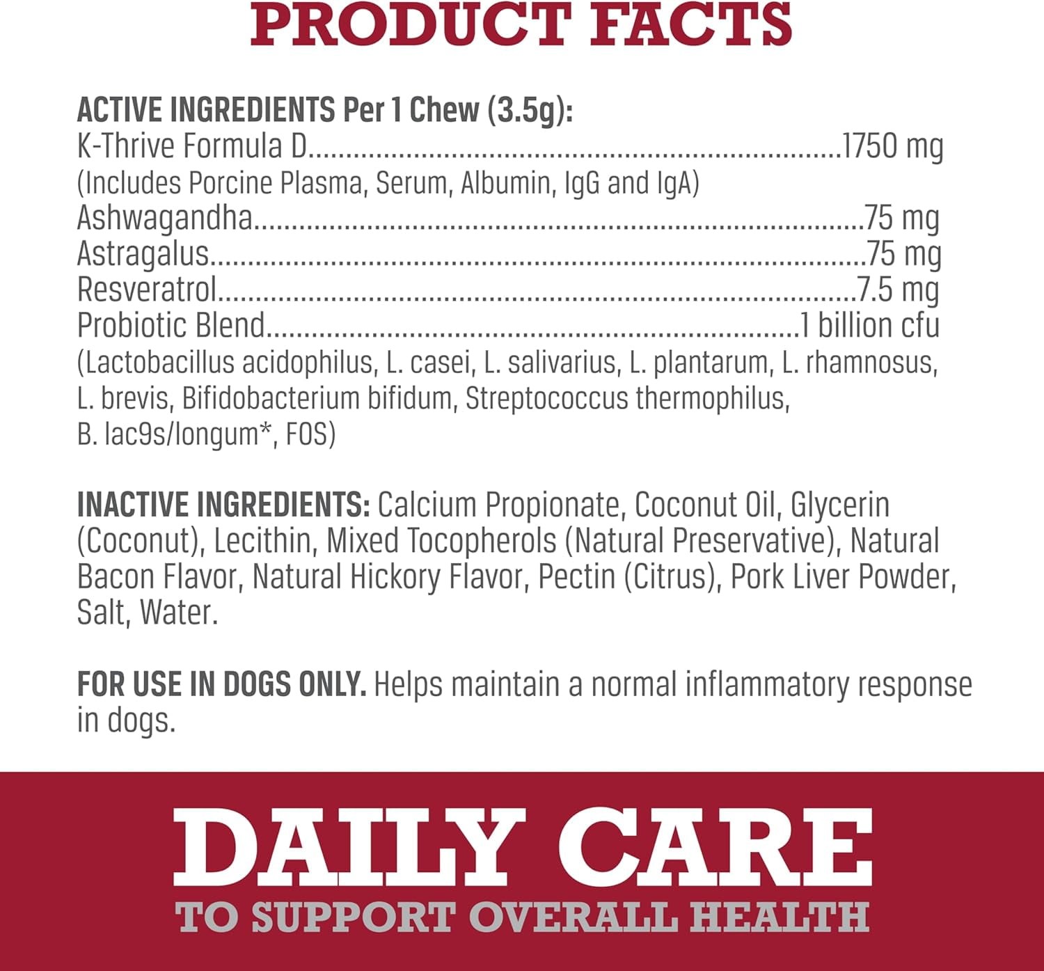 WINPRO Pet Daily Care Chews for Dogs, 60 Soft Chews, Plasma Powered, Grain Free Supplement for Dogs With Probiotics To Support A Healthy Immune System