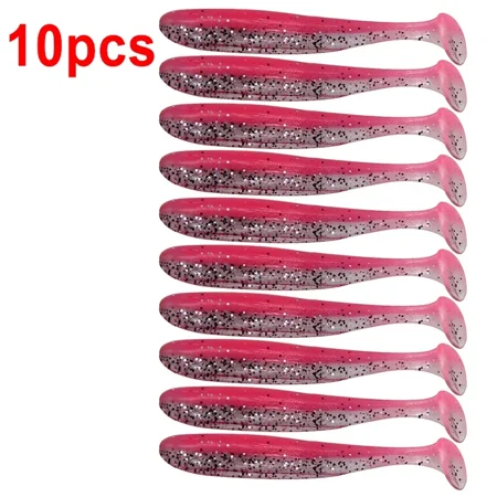 10pcs/Lot Fishing Lure 55mm 63mm 70mm T Tail Worm Soft Bait Jigging Wobblers Tackle Bass Pike Artificial Silicone Swimbait 10 70mm