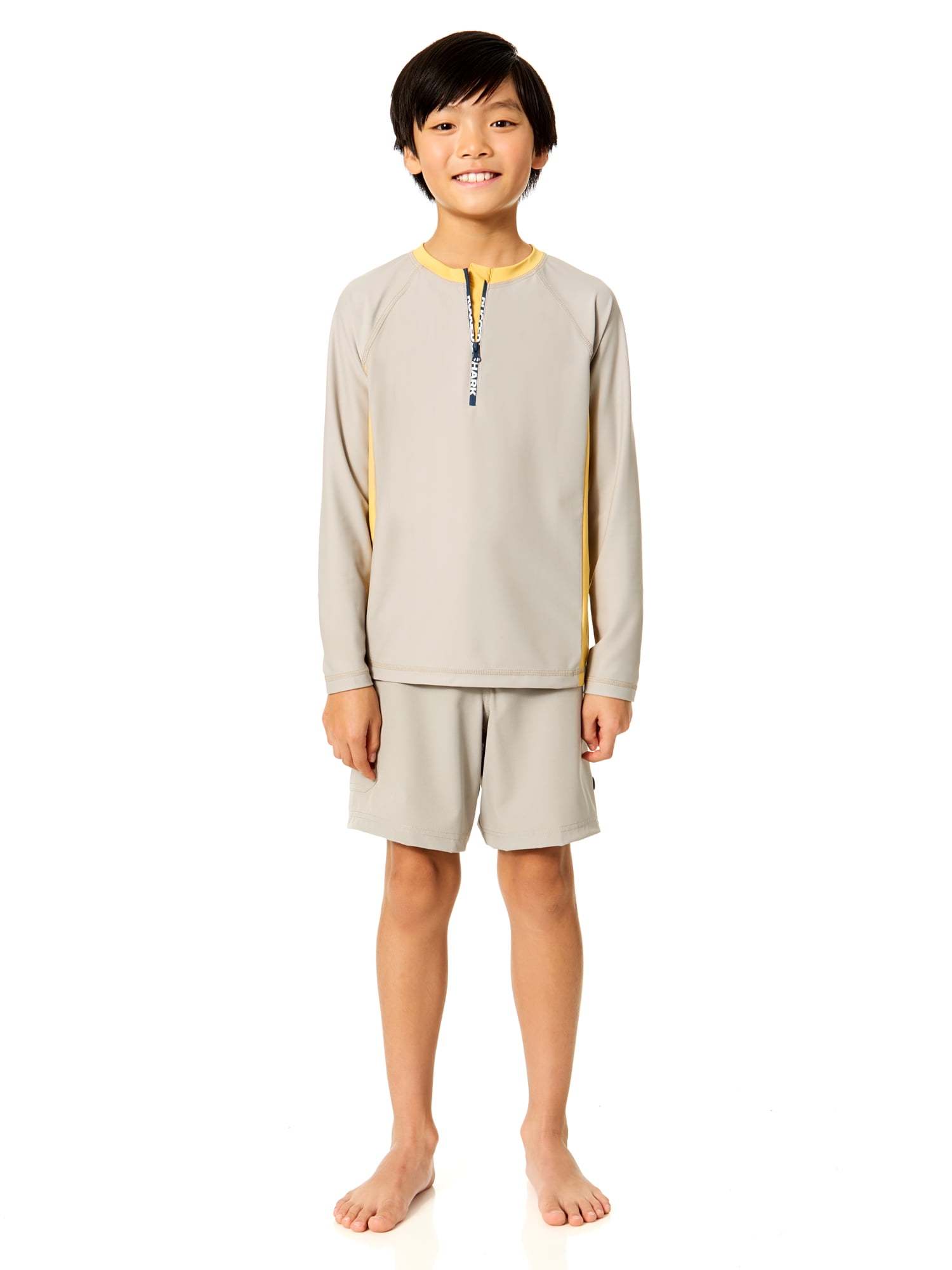 Rugged Shark Boys Long Sleeve Half Zip Rash Guard, Sizes 4-18