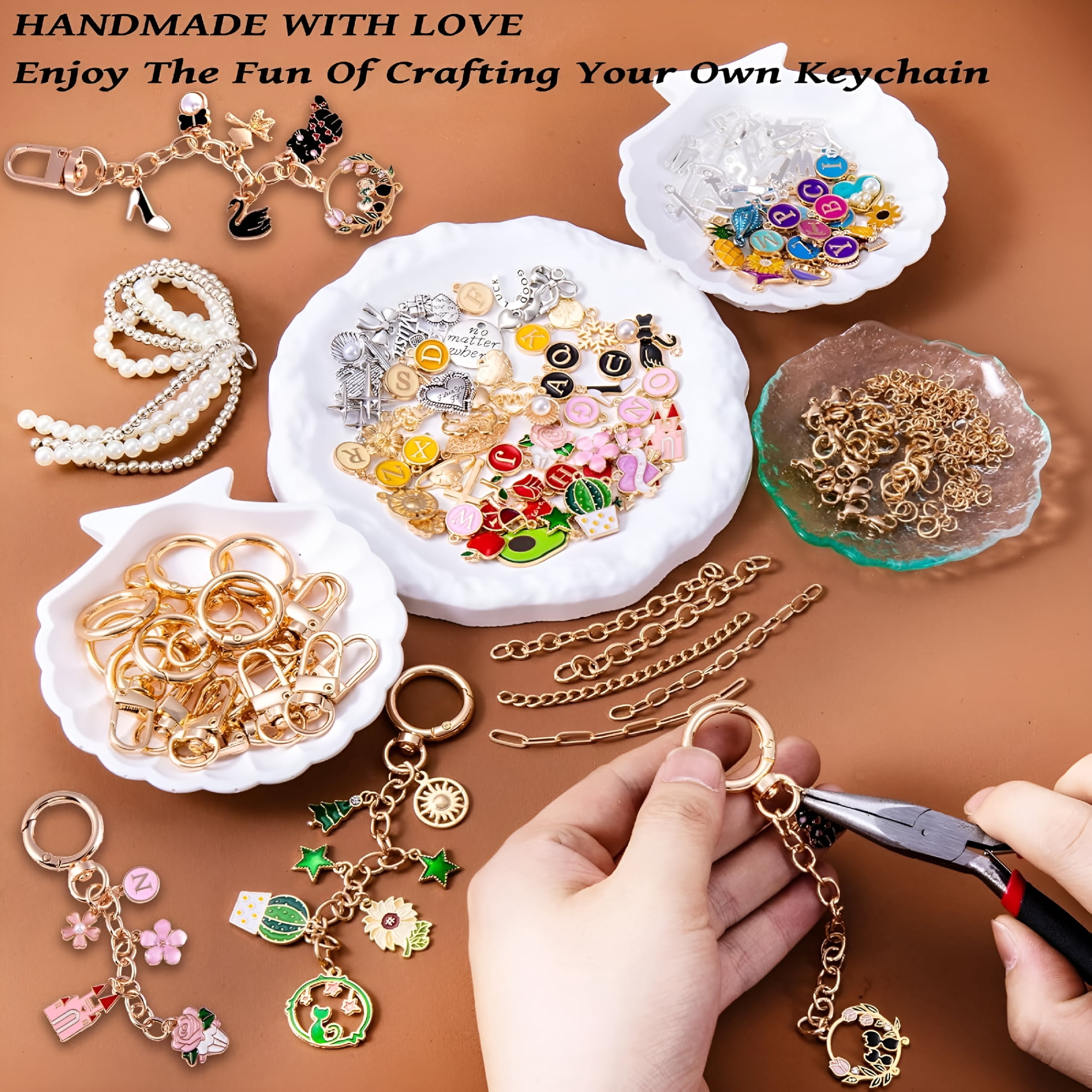 DESIGNICE 325Pcs Keychain Making Kit with Charms, Chains, Jump Rings and Tools – Diy Keychain Kit for Jewelry Making, Bag Charms, Crafts and Personalized Gifts