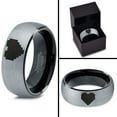 thumbnail image 4 of Tungsten Gamer Heart Band Ring 8mm Men Women Comfort Fit Black Dome Brushed Gray Polished Size 4.5, 4 of 4