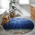 thumbnail image 3 of Round Rug 3.3Ft Washable Non-Slip, Navy Blue Ocean Waves Circle Area Rugs for Living Room Bedroom, Summer Beach Coastal Abstract Indoor Floor Mats Carpet Runner for Home Decor Aesthetic, 3 of 8