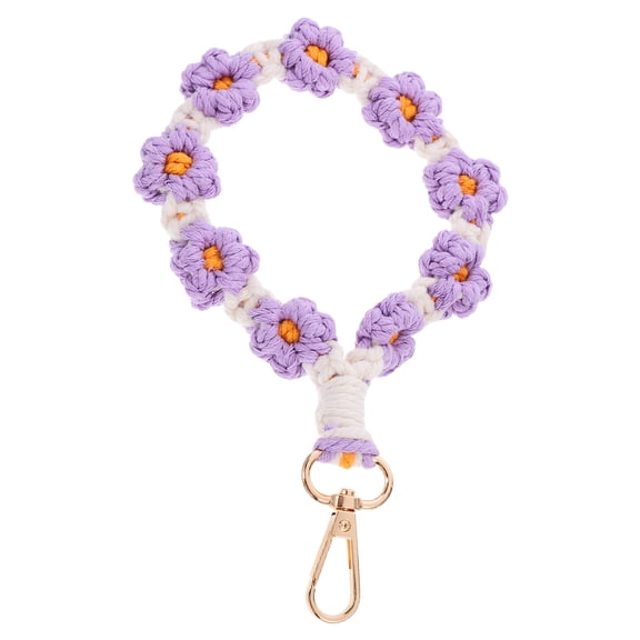 KALLORY 1Set Boho Woven Wrist Lanyard Cotton Rope Key Organizer for Women Everyday Use