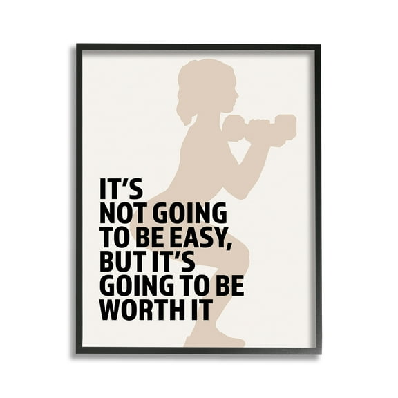 Stupell Industries Not Easy But Worth It Inspirational Painting Black Framed Art Print Wall Art, 11 x 14