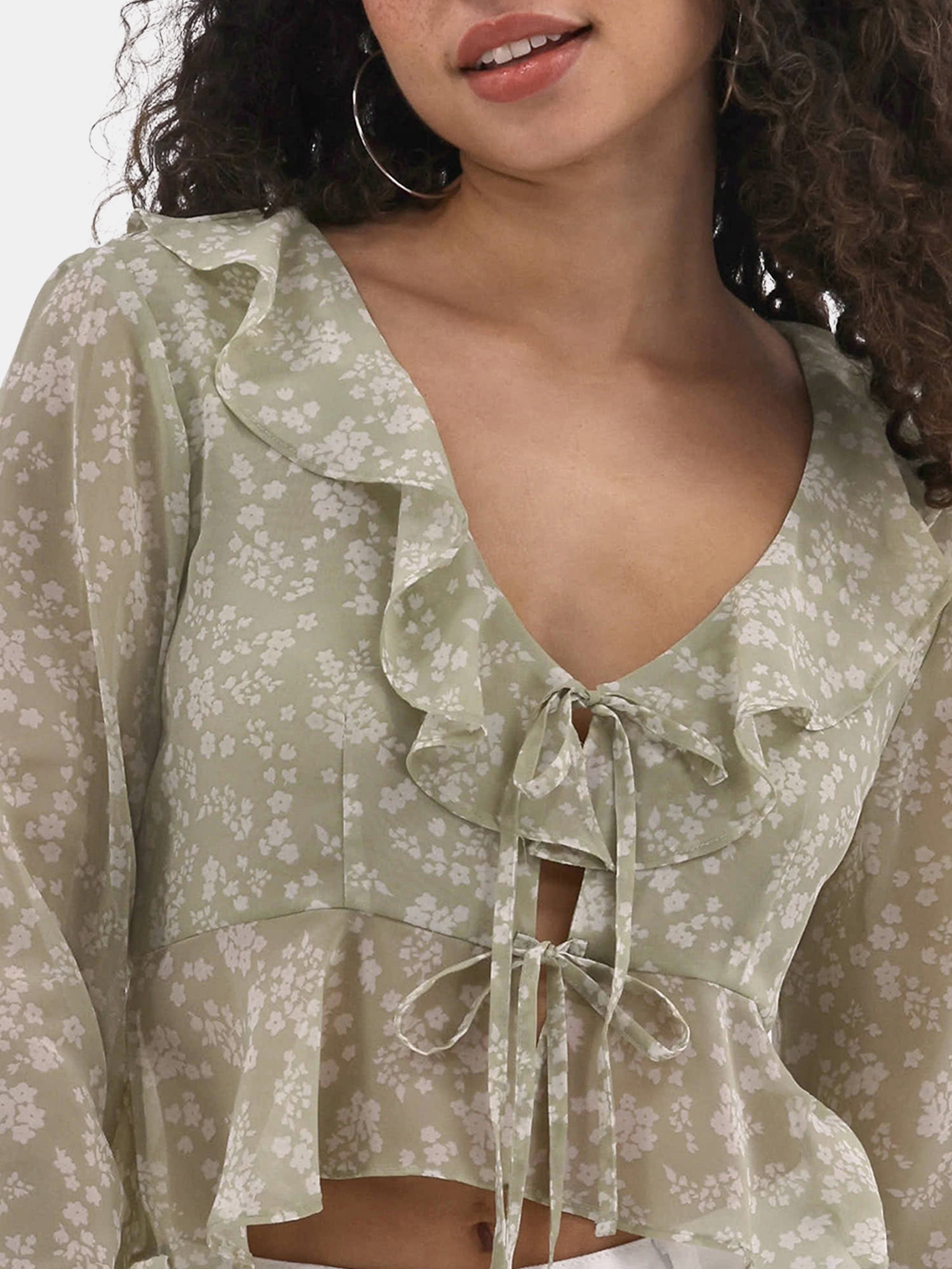 No Boundaries Ruffle Woven Top, Women's