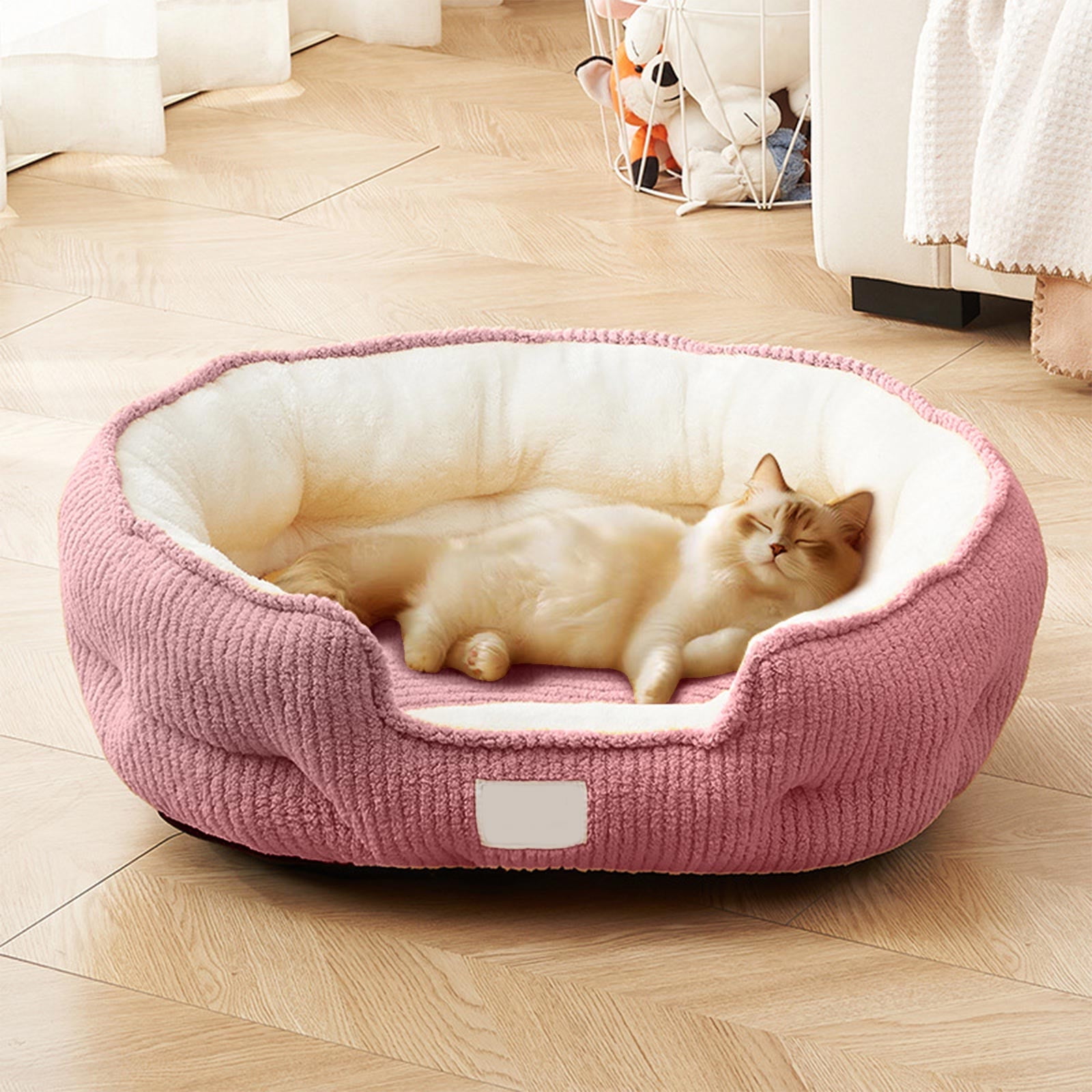 syligr Thick Warm Pet Bed for Cats Dogs Small Animals All Season Soft Plush Cushion Anti-Slip Bottom Washable Cover Cozy Sleeping Pad for Indoor Use Multiple Colors and Patterns