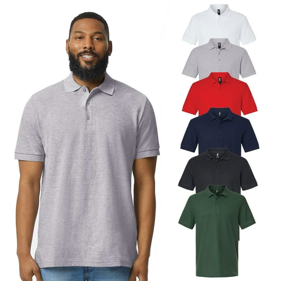 Gildan Men's Assorted Pique Polo, Durable Short Sleeve Shirt, 100 Cotton, 6 Pack Mix, Sizes S-3XL