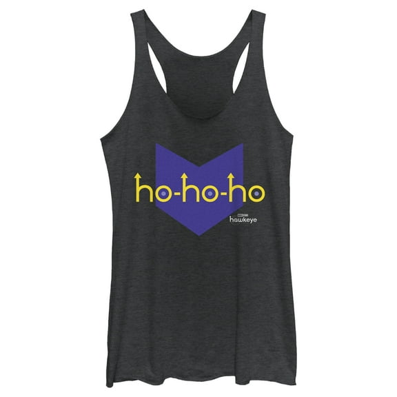 Women's Marvel Hawkeye HoHo-Arrow Icon  Racerback Tank Top Black Heather Large