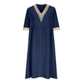 thumbnail image 5 of Vestido largo boho para mujer: vestido informal de manga corta con cuello en V, botones y bolsillos, cintura alta, 5 of 5