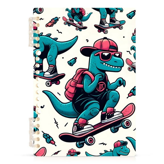 Cool Dinosaur Skating Spiral Journal Notebook College Ruled Notebook 8.3" x 5.7" A5 Lined Thick Paper Page