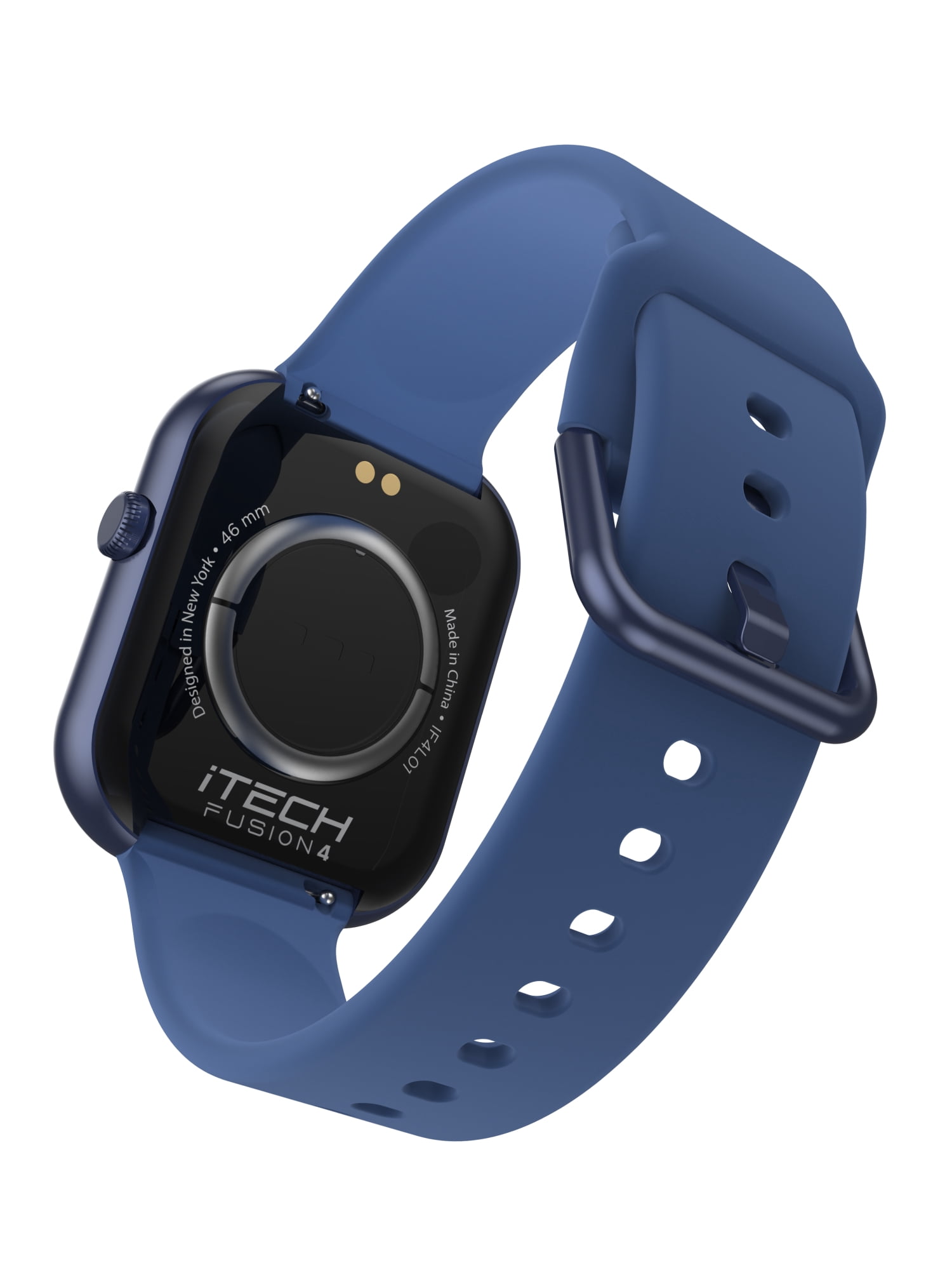 iTech Fusion 4 Unisex Adult Rectangular Smart Watch, Navy, Silicone Strap