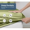 thumbnail image 4 of Royale Linen 100% Organic Cotton Fitted Sheet - Percale Weave - Super Soft Deep Pocket Bottom Sheets - Sage Green Elastic Sheet King Cal Size - California King Fitted Sheet - (72"x84"+15", SageGreen), 4 of 9
