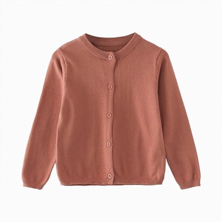 Gvdentm Toddler Sweaters Baby Boys Girls Cardigan Sweatshirt Cotton Button Up Knit Long Sleeve Jacket Fall Tops Rose Gold 5-6 Years
