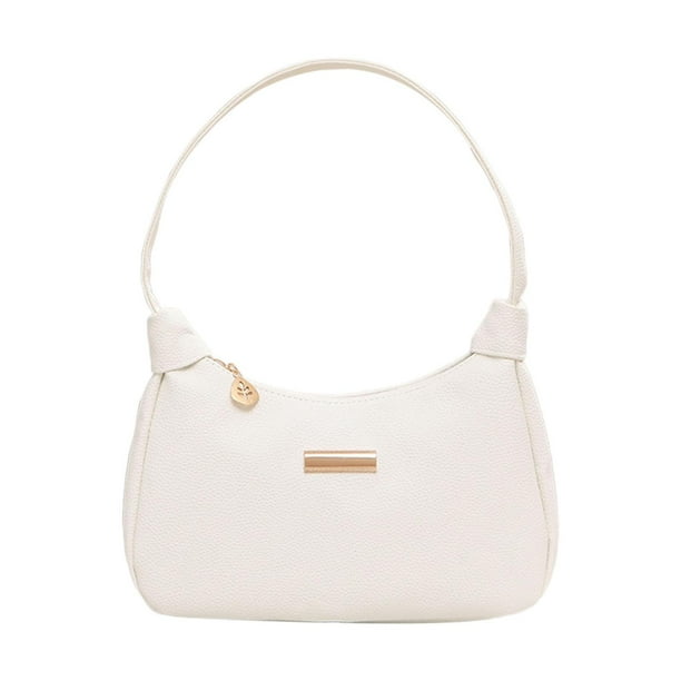 Bolso De Hombro Para Mujer Bolso De Hombro De Moda Cierre De Cremallera Bolso De Axila Femenino Blanco