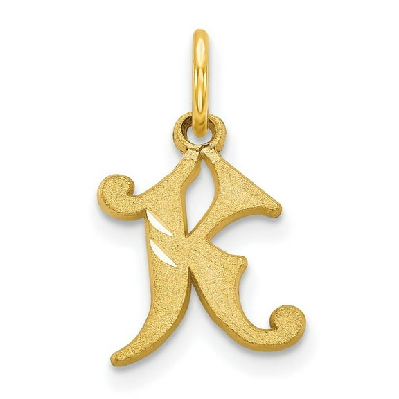 10k Solid Satin Flat back Gold Letter Name Personalized Monogram Initial K Charm Pendant Necklace Jewelry for Women