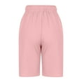 thumbnail image 6 of MIUOWANP Women's Elastic Waist Shorts with Pockets Solid Color Drawstring Waist and Wide Legged Shorts Size M(6)Pink, 6 of 7