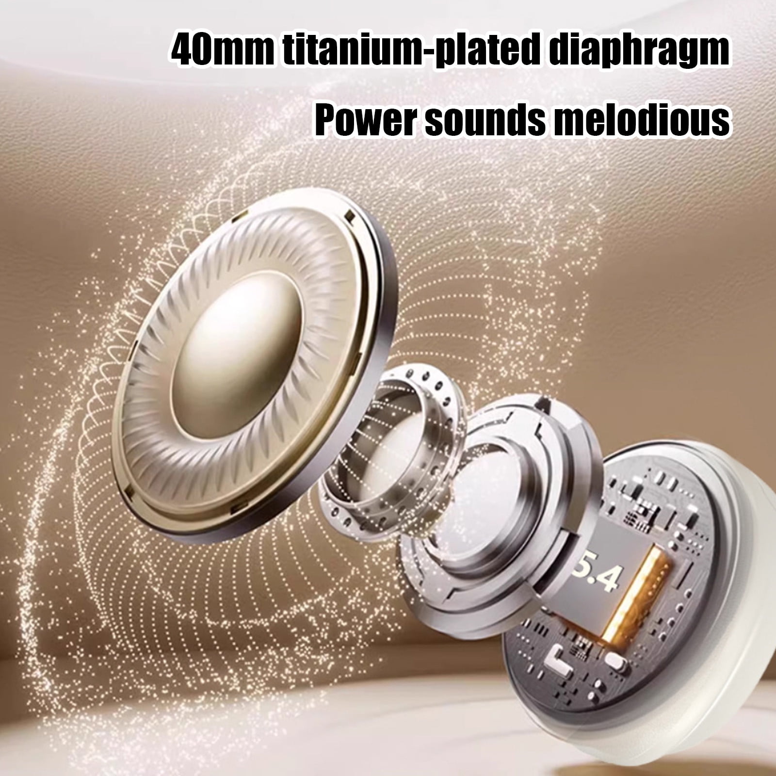 Over Ear Headphones Wireless 80H Playtime, Bluetooth Headphones Over Ear with 3 EQ Modes, Built-in ENC Mic,Deep Bass, HiFi Stereo Foldable 5.4 Bluetooth Headset for Phone PC Travel Gym Workout Office