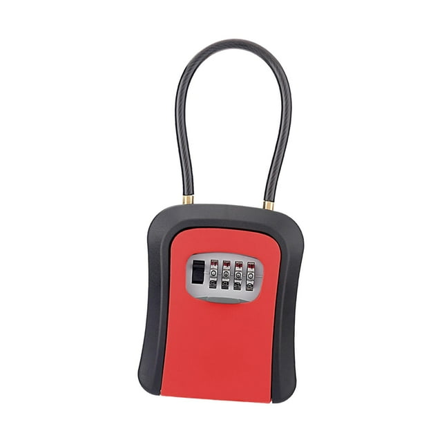 S SERENABLE Key Lock Box Key Security Box Portable for Fence Railing Durable Lightweight Red