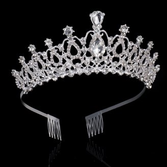 Wicked Silver Crystal Tiara - Women\'s Accessory Wicked Silk Prom, Quinceanera Jeweled Crown Tiara Headband  main image 3