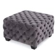 thumbnail image 5 of GDF Studio Anikki Modern Glam Velvet Button Tufted Square Ottoman, Gray and Dark Brown, 5 of 7