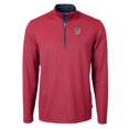 thumbnail image 2 of Men's Cutter & Buck  Red Milwaukee Brewers Americana Logo Virtue Eco Pique Stripe Recycled Quarter-Zip Pullover Top, 2 of 3
