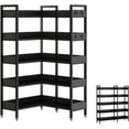 thumbnail image 4 of Memoryfield 5-Tier Corner Bookshelf, Convertible Bookcase with 4 Hooks, Industrial Metal Frame Bookshelves with Open Shelves for Living Room, Bedroom, Home Office, Black, 4 of 8
