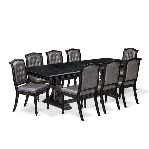 Luxe by East West Furniture 9 pc Modern Dining Set of a Mid Century Dining Table and 8 Dining Chairs