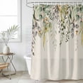 thumbnail image 6 of Eucalyptus Leaves Shower Curtain Set - 48" x 72" Washable Bathtub Curtain with 12 Hooks, Green Summer Botanical Rustic Waterproof Fabric Stall Shower Curtains for Bathroom/Bathtub Décor, 6 of 6