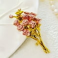 thumbnail image 5 of Rose Bouquet Pink Brooch, Gold-toned, 2.09 x 0.94 inches, 5 of 9