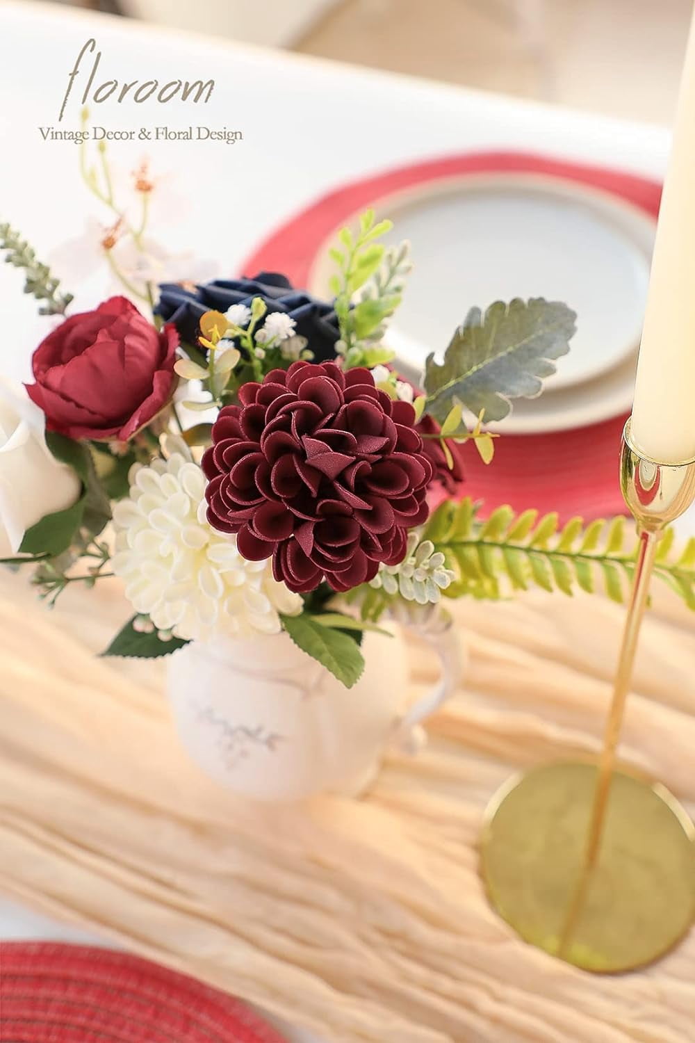 Artificial Dahlia Flowers 25pcs Real Looking Navy Blue Foam Fake Roses with Stems for DIY Wedding Bouquets Bridal Shower Centerpieces Floral Arrangements Party Tables Home Decoration
