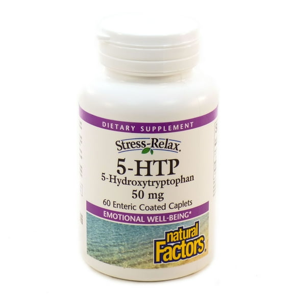 Natural Factors Stress-Relax 5-HTP 50 mg, Pharmaceutical-Grade Supplement, Supports Sleep, 60 Caplets