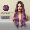 thumbnail image 4 of Yanonmyfd 24 Inches Long Wavy Purple Wig for Women Natural Synthetic Hair Heat Resistant Ombre Wigs with Dark Roots for Daily Party Cosplay Wear, 4 of 29