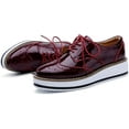 thumbnail image 3 of Women's Platform Lace-Up Wingtips Square Toe Oxfords Shoe, 3 of 6
