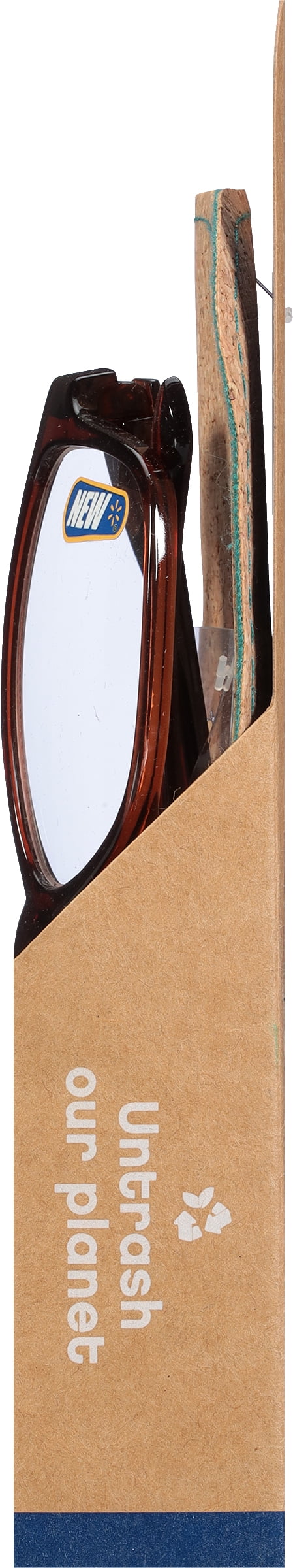 B.E Bio Eyes Mens Rectangular Reading Glasses Made from Recycled Plastic Zera +1.25 in Brown