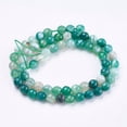 thumbnail image 2 of 1strand Natural Striped Agate/Banded Agate Beads Strands Round Faceted Dyed Green 6mm Hole: 1mm about 62pcs/strand 14.5 inch(37cm), 2 of 3