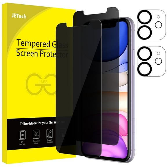 Privacy Screen Protector and Camera Lens Protector Compatible with iPhone 11 6.1-Inch, Anti Spy Tempered Glass Film, 2-Pack