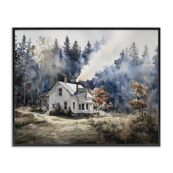 Stupell Industries Farmhouse Indigo Smoke at Woodland Cottage Black Framed Giclee Art, 14 x 11, by Franklyn Gregory