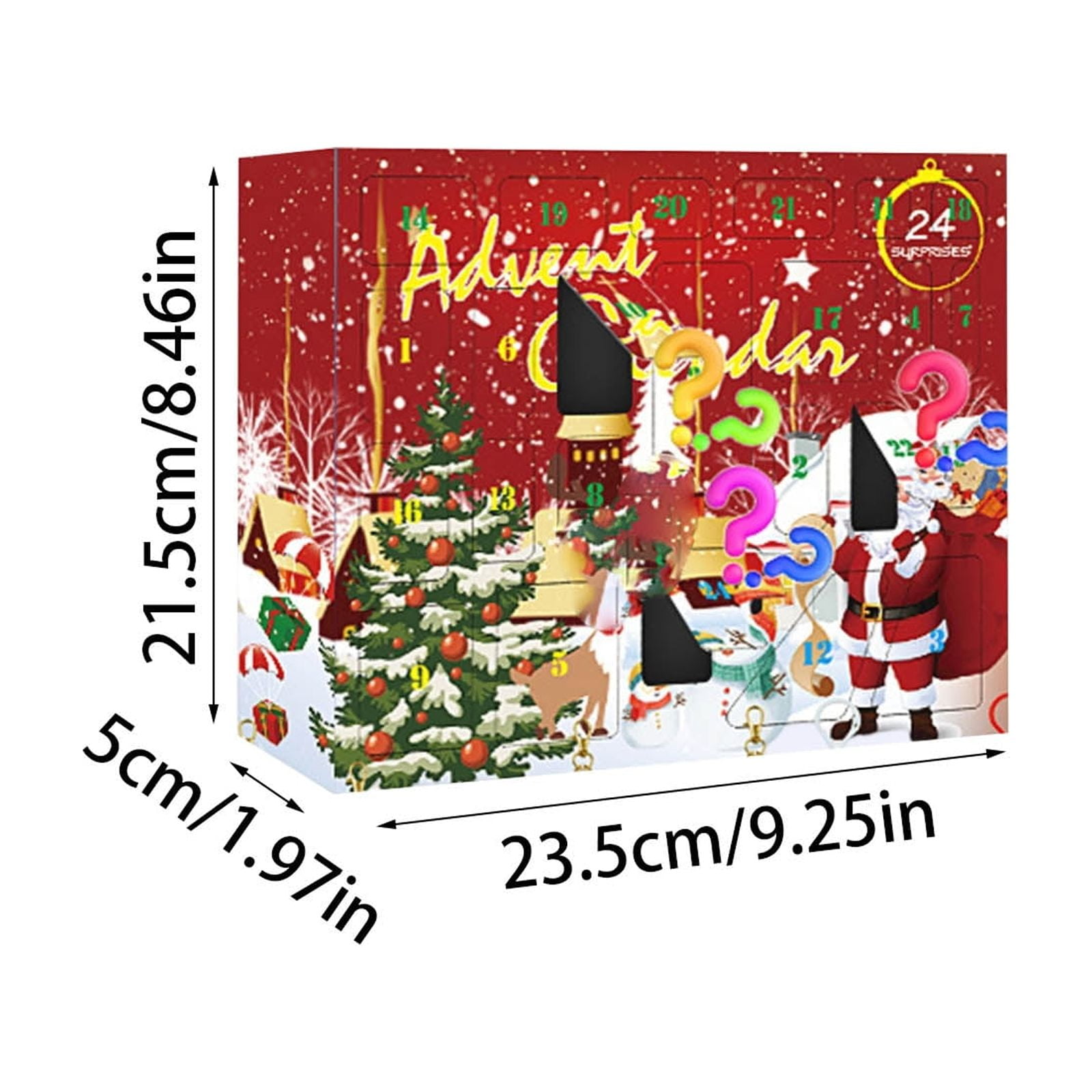 24 PC Christmas 3D Countdown Calendar Toy Set with 24 Toys, Merry Christmas Themed Play Set for Kids, Version A