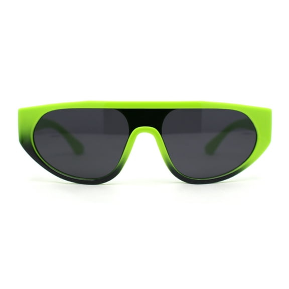 Retro Flat Top Shield Racer Plastic Subtle Cat Eye Sunglasses Green Black - Black