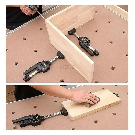 Workbench Dog Holes Quick Acting Hold Down Clamp Adjustable Fast Fixed Clip Home Woodworking Benches 19/20MM Holes Desktop Clip