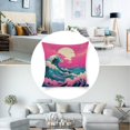 thumbnail image 3 of Waves and Sunrise Linen Throw Pillow Covers Boho Decorative Pillow Cases 18x18 inch Cushion Case Set of 4 Couch Pillows Cover for Sofa Bedroom Living Room Car, 3 of 8