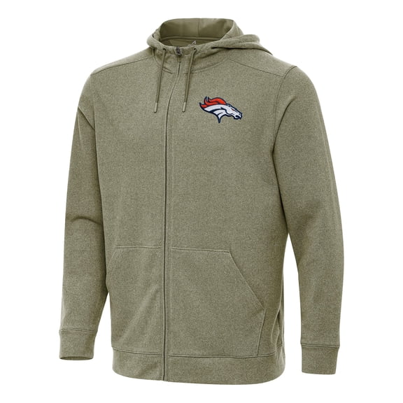 Men's Antigua Olive Denver Broncos Effortless Full-Zip Hoodie