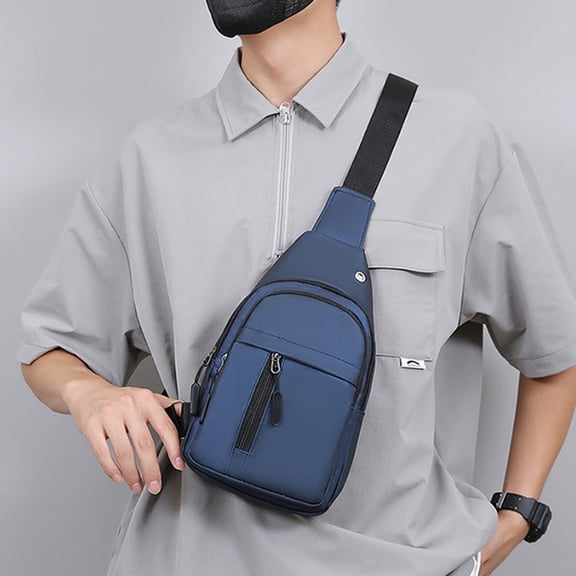Men’s Street Style Shoulder Sling Bag | Casual Chest Crossbody | Polyurethane Leather | Water-Repellent | Multiple Pockets | Music Player Slot | Adjustable Strap | 30x17x5cm