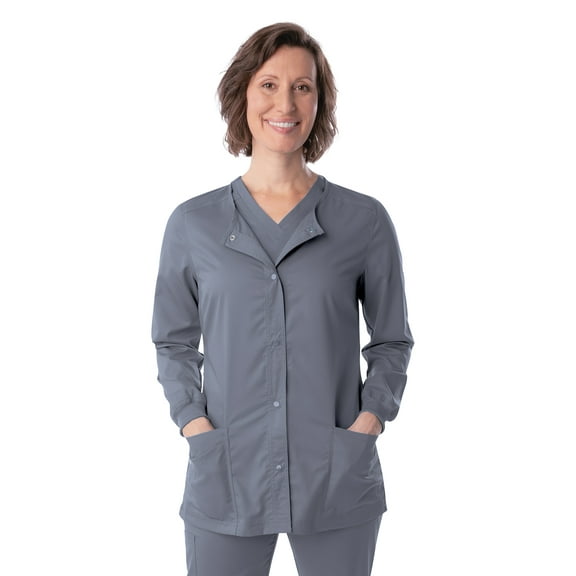 Landau ProFlex Tailored Fit 3-Pocket Snap-Front Scrub Jacket for Women 3038