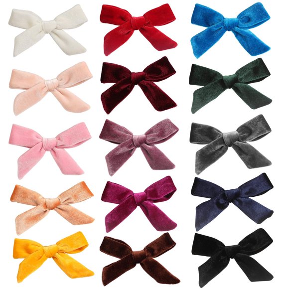 inSowni Lot de 15 Pinces à Cheveux en Velours avec Nœud Accessoires pour Bébés Filles Tout-Petits Adolescents Enfants Taille Unique