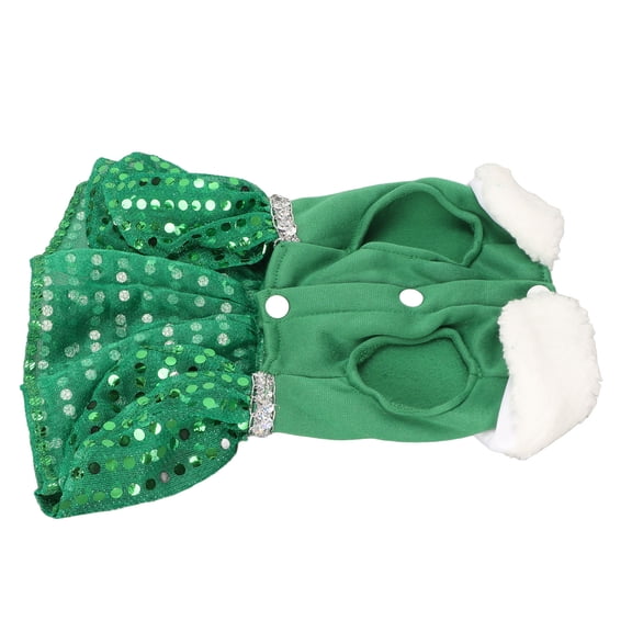 NFTIGB Pet Christmas Dress Soft Breathable Warm Cute Fashionable Dog Party Clothes Sequin Princess Apparel for Small Medium Dogs Cat Puppy, Green, Size S