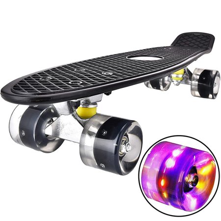 Skateboard Complet Mini Cruiser ERNAN 22" Avec Roues LED - Idéal Enfants Et Débutants Garçons Filles